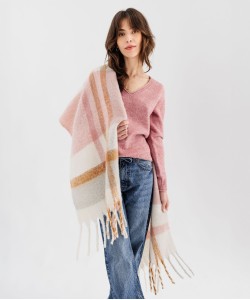 Pull col V avec finitions roulottées femme